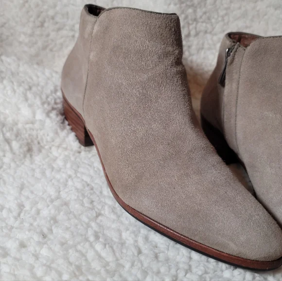 Sam Edelman Taupe Suede Ankle Booties Size 9 - Picture 3 of 11